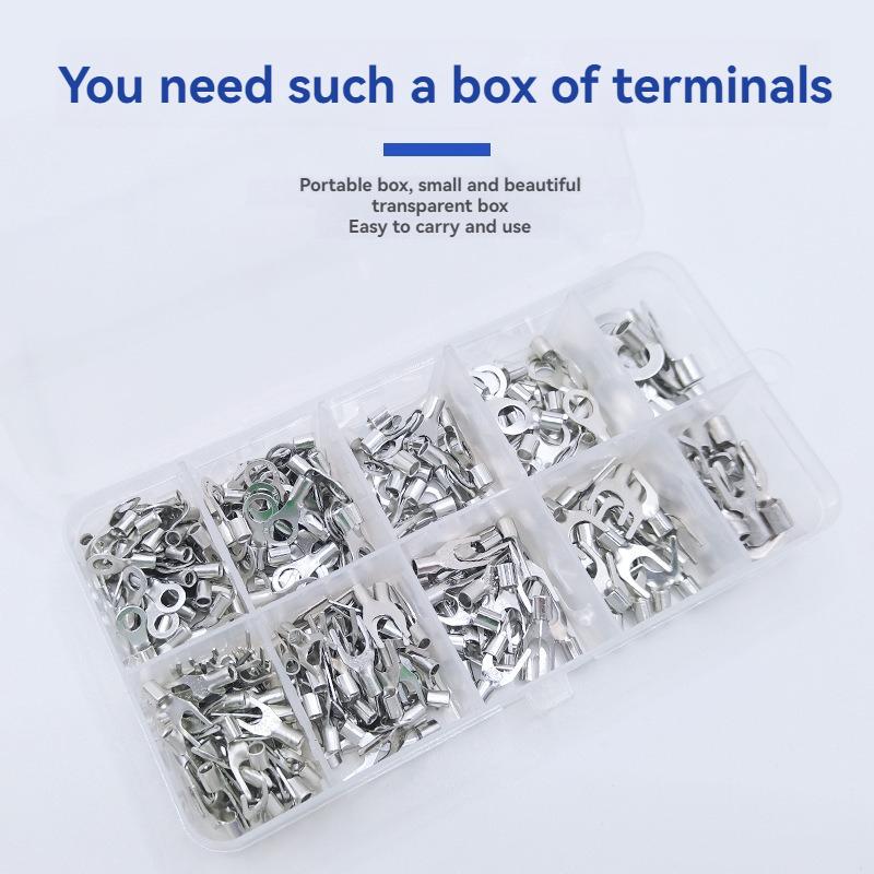 320pcs Cold Pressing Bare Terminal + Clip Set 10 In 1 Multi-function Crimping Pliers Ot/Ut Fork Round Bare End Wiring Terminals