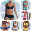 Elegant Solid Color Bikini For Women Sexy Backless Swimsuit With Underwire
