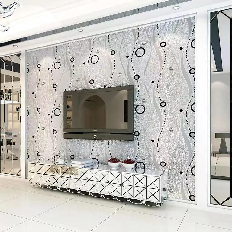 New Diamond Circle Deerskin Velvet TV Background Wallpaper 3D Embossed Wallpaper for Living Room Bedroom Home Decoration