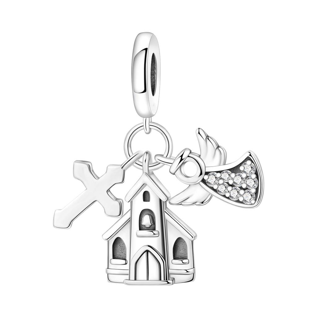 2026 Angel Eyes Cross Charm Positioning Buckle Charm Bead Jewelry Bracelet Accessories 925 Silver Girl