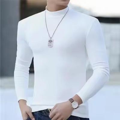 Jesień Zima Męski Golf z Długim Rękawem Slim Fit Jednolity Kolor Wysoka Elastyczność Bazowy Sweter Męski Top
