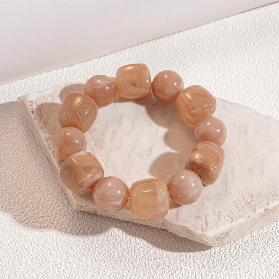 Red Purple Orange Green Acrylic Square Circle Beads Chain Bracelet Bangle for Women Handmade Jewelry Waterproof Jewelry Gift