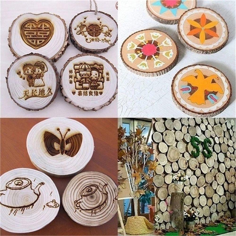 Board Wedding Party DIY Wooden Drawing Board Natural Round Pine Round Wooden Slices Unfinished Wood