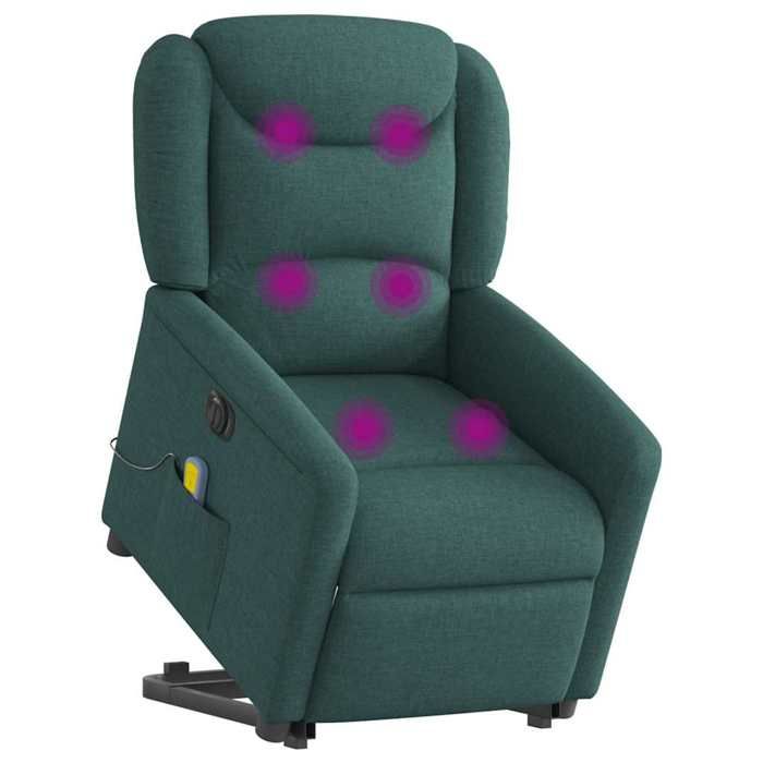 VidaXL Electric Massage Recliner Dark Green Fabric 3303230