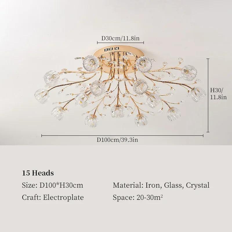 2024 New Living Room LED Ceiling Light Glass Flower Ceiling Light Nordic Room Decoration Bright Colors Bedroom Crystal Light