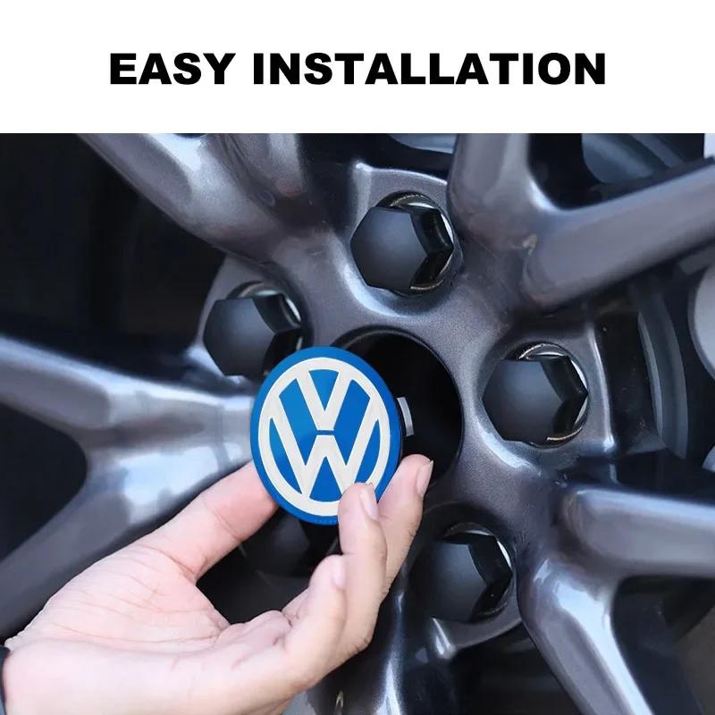 Heiß 2025 Neu 56mm Emblem Radnabenkappen Aufkleber Auto Felgenabdeckung Zubehör für Volkswagen CC Golf 6 7 GTI Tiguan Passat B