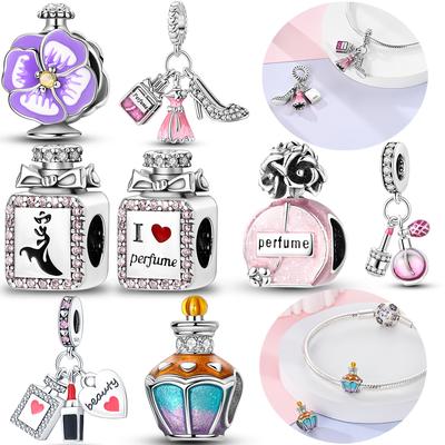 Copper High Heels Suitcase Travel Charms Beads Fit Original Bracelet Making For Woman Jewelry Gift