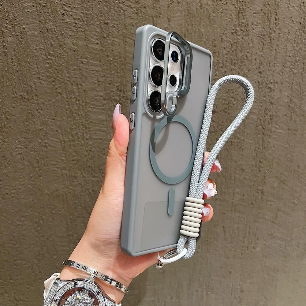 Matt Faltenobjektiv Ständer Halter für Magsafe Lanyard Handyhülle für Samsung S25 S26 Ultra S24FE S25Plus A56 A36 A16 Magnetische Hülle