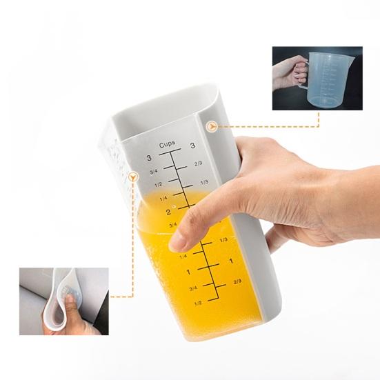 Silikon Messbecher Doppelskala Backen Kochen Messbecher Flexibler Ausguss Komfortgriff Mikrowellen- & Spülmaschinenfest Küchenwerkzeuge