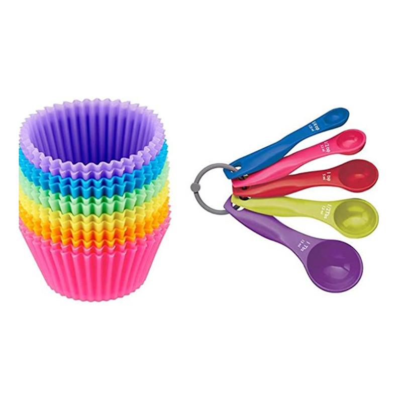 

17 шт. 6 цветов многоразовые силиконовые антипригарные формочки для выпечки набор ложек