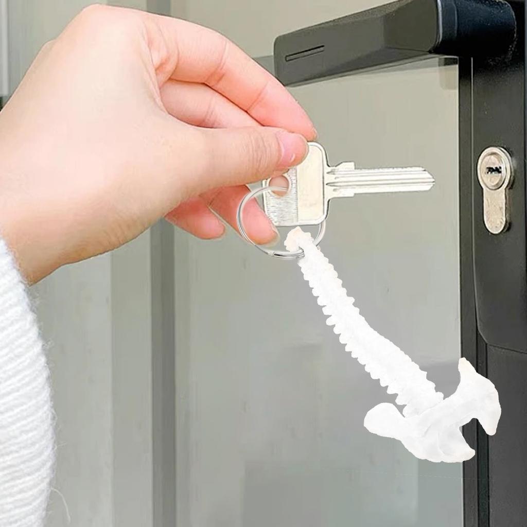 Miniature Human Spine Skeleton Keychain for Teaching Aid Decorative Anatomical Model Keyring Handmade Car Key Charm