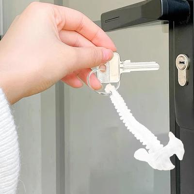 Miniature Human Spine Skeleton Keychain for Teaching Aid Decorative Anatomical Model Keyring Handmade Car Key Charm