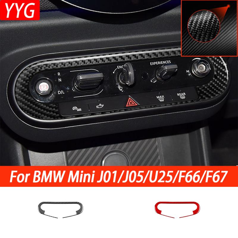 For BMW Mini J01/J05/U25/F66/F67 2024 2025 Carbon Fiber Car Interior Sticker Accessories Central Control Button Frame Decorate
