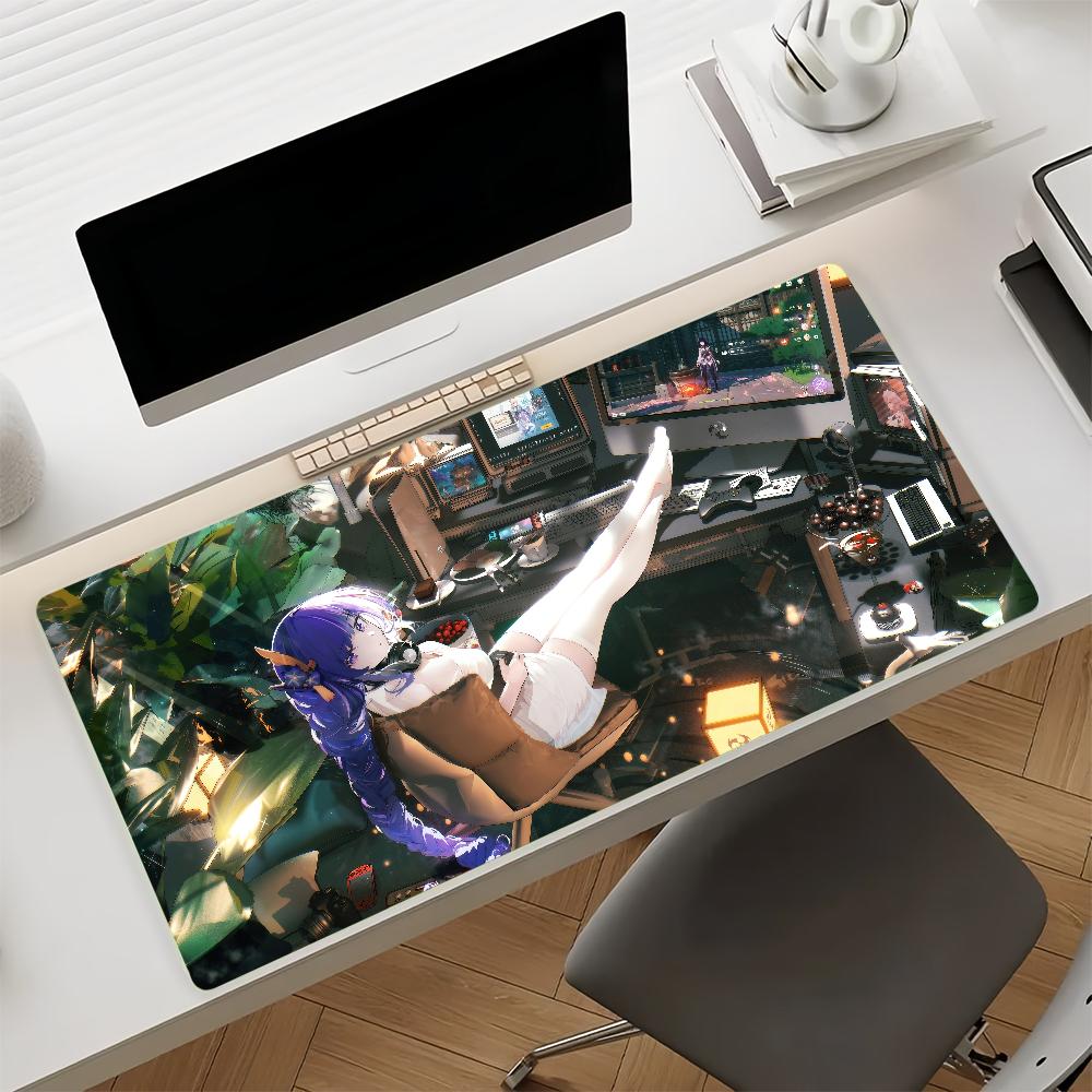 Genshin Impact Raiden Shogun Large Gaming Mouse Pad Nonslip Rubber Base Xxl Deskmat For Laptop Pc Gamer Home Office Decor
