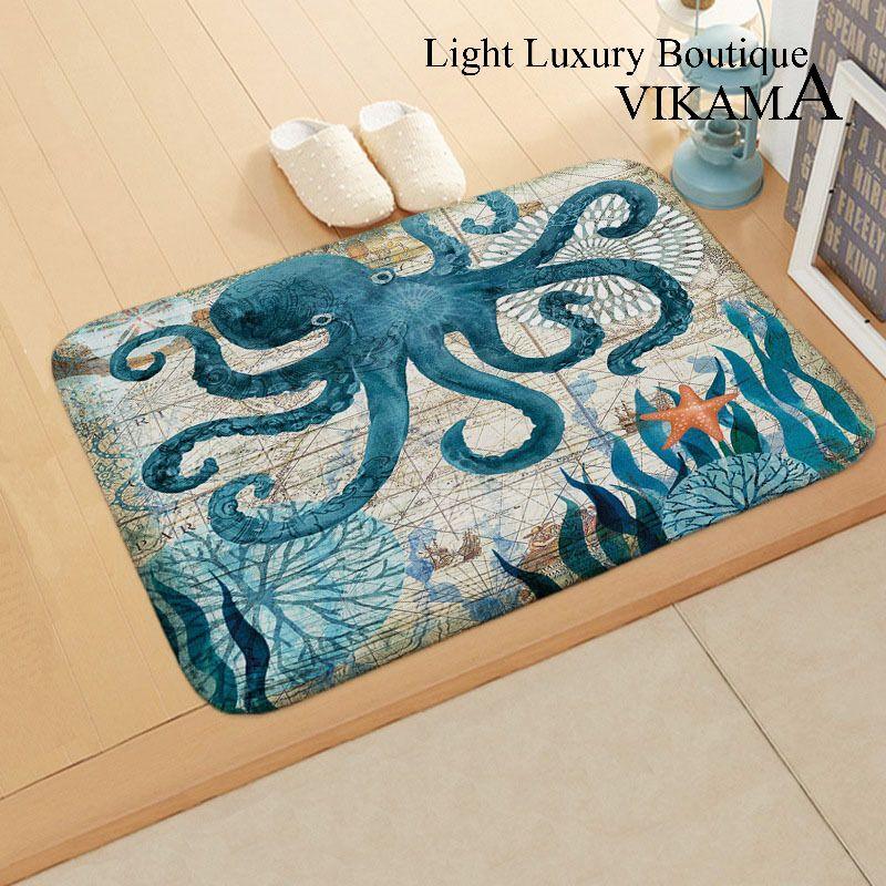 

1 шт. Морской коврик для двери для дома, нескользящий и грязный коврик для пола в помещении и на открытом воздухе, мягкий коврик для украшения пола 400MMx600MM