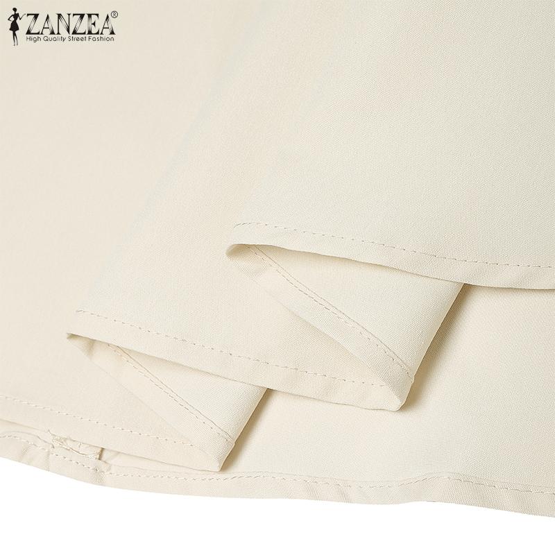 ZANZEA Abito Lungo Estivo da Donna con Scollo a V, Maniche a Volant, Ampio, Casual