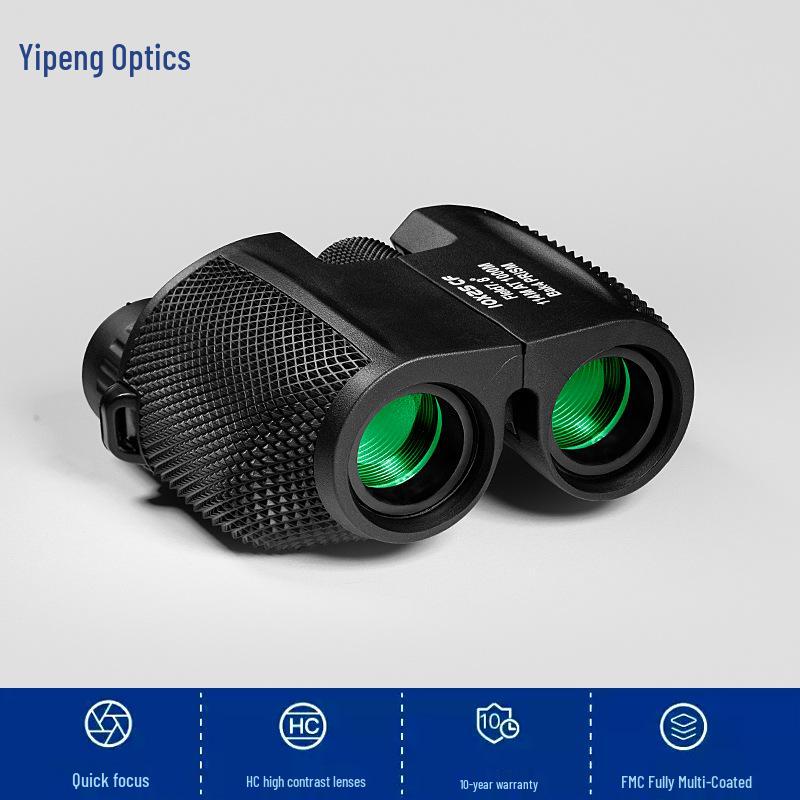 Little Paul 10x25 Binoculars: Low-Light Night Vision, Portable, for Climbing & Camping, High Magnification & Definition, Custom Logo Option Available