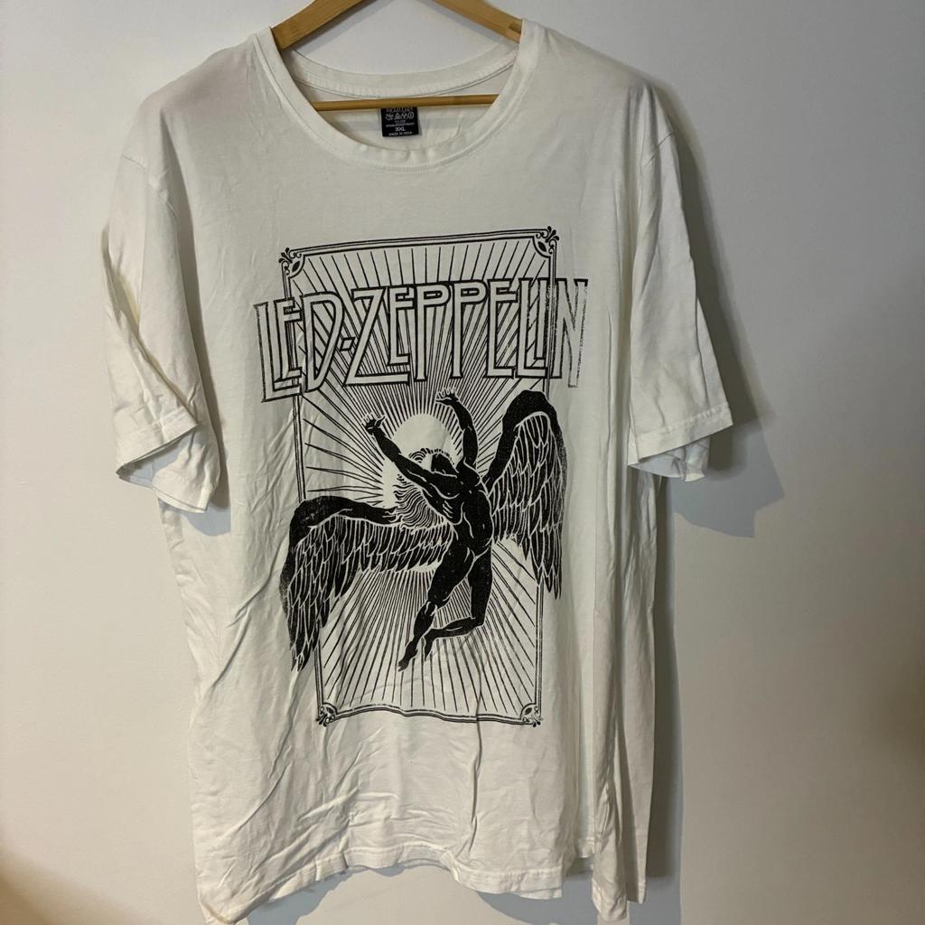 Led Zeppelin Shirt Mens 3XL XXXL White Icarus Burst Band Rock Music Tee T-Shirt