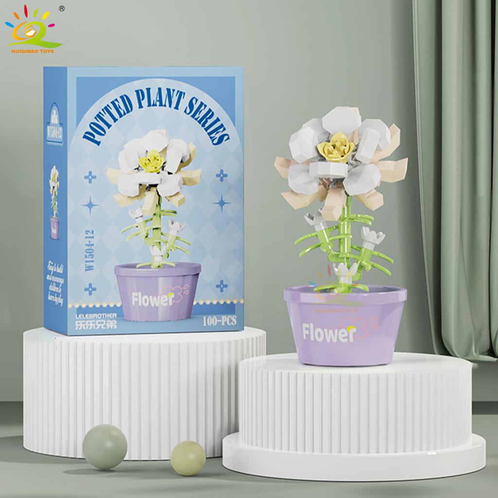 MOC Blume Sukkulente Topfpflanze Modellbaustein DIY Ewiger Strauß Zuhause Schreibtisch Pflanzen Dekoration Ziegel Mädchen Geschenk Kinderspielzeug