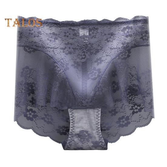 

Женские кружевные трусики, сексуальные сетчатые прозрачные трусы с высокой талией, мягкое эластичное хлопковое нижнее белье L темно-синий