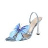 Ladies L Three-dimensional Butterfly Trim Stiletto Sandals Blue High Heels