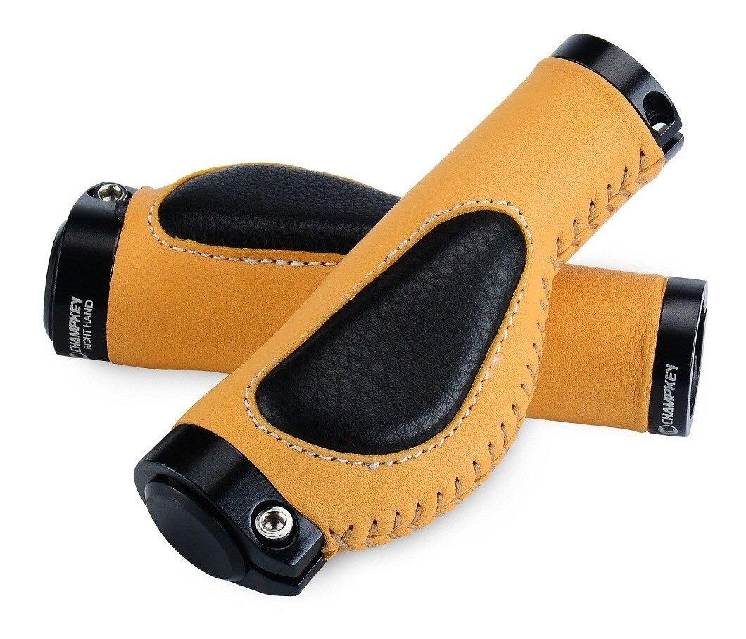 

Запирающиеся амортизирующие ручки MTB - стопорное кольцо из алюминиевого сплава и кожаный чехол на руль для предотвращения скольжения E