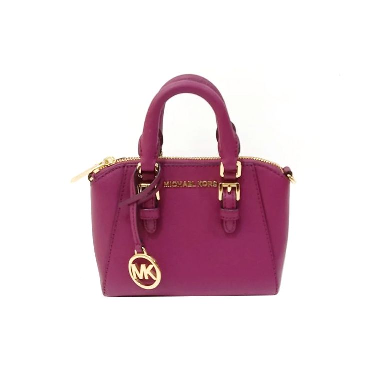 

Michael Kors Ciara Letter Logo Solid Color Leather Tote Bag Mini Women handbags Magenta 35H9GGFC6L Basic Set (Bag+Dust Bag)