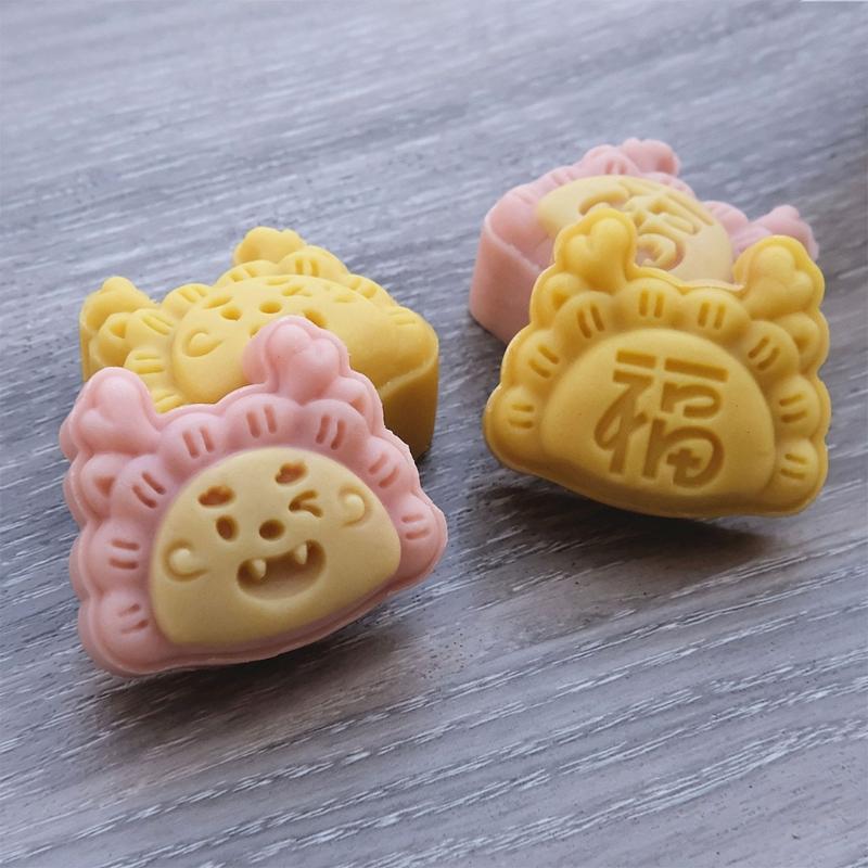 Dragon Dumpling Mooncake Press Mold Cookie Stamps Chinese MidAutumn Moon Cake Makers Decoration Tool for DIY Cookie