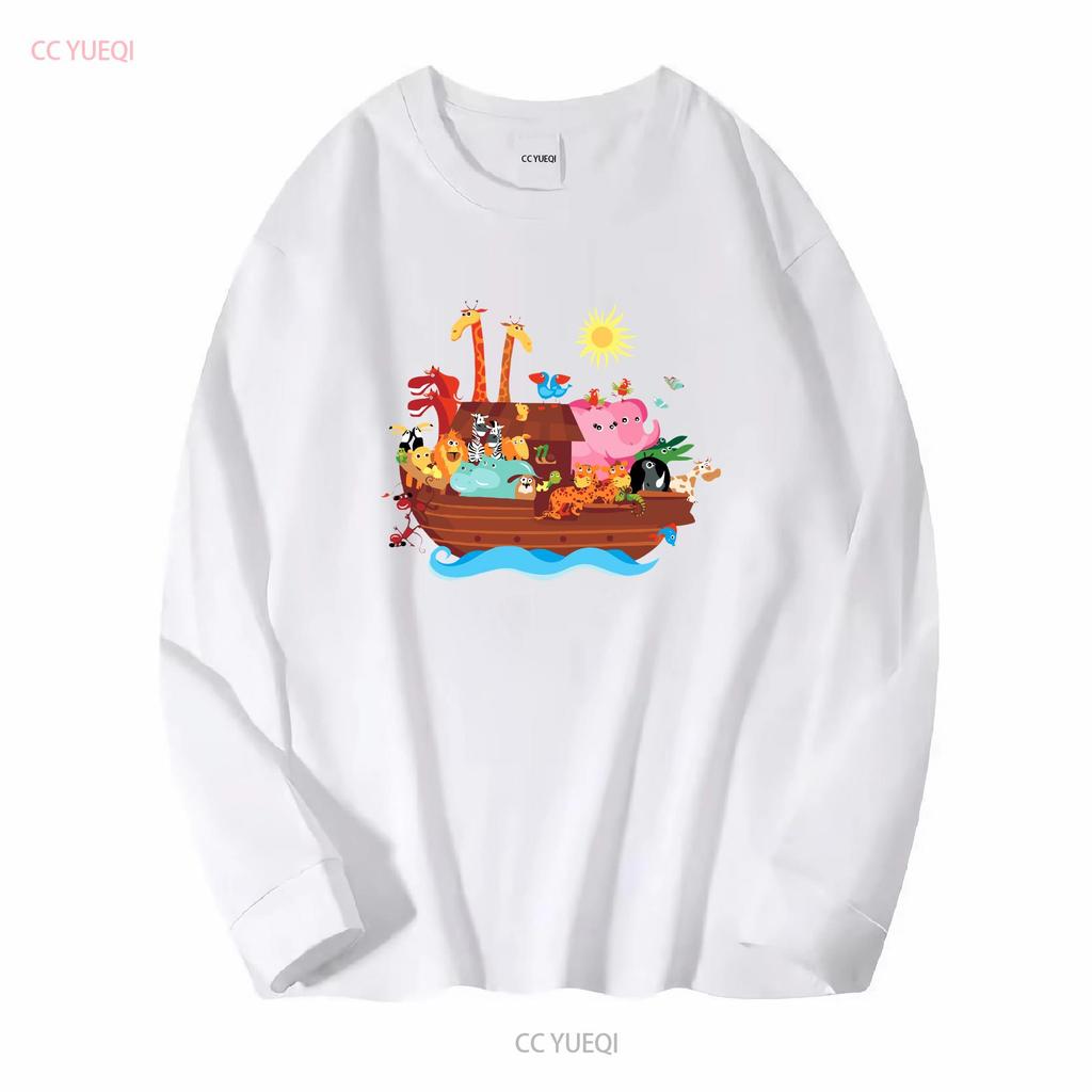 Inktastic Animal Ark Bible Story Christian Baby T Shirt Animals Noah Cute Ship long or short sleeves vintage Washed Versatile