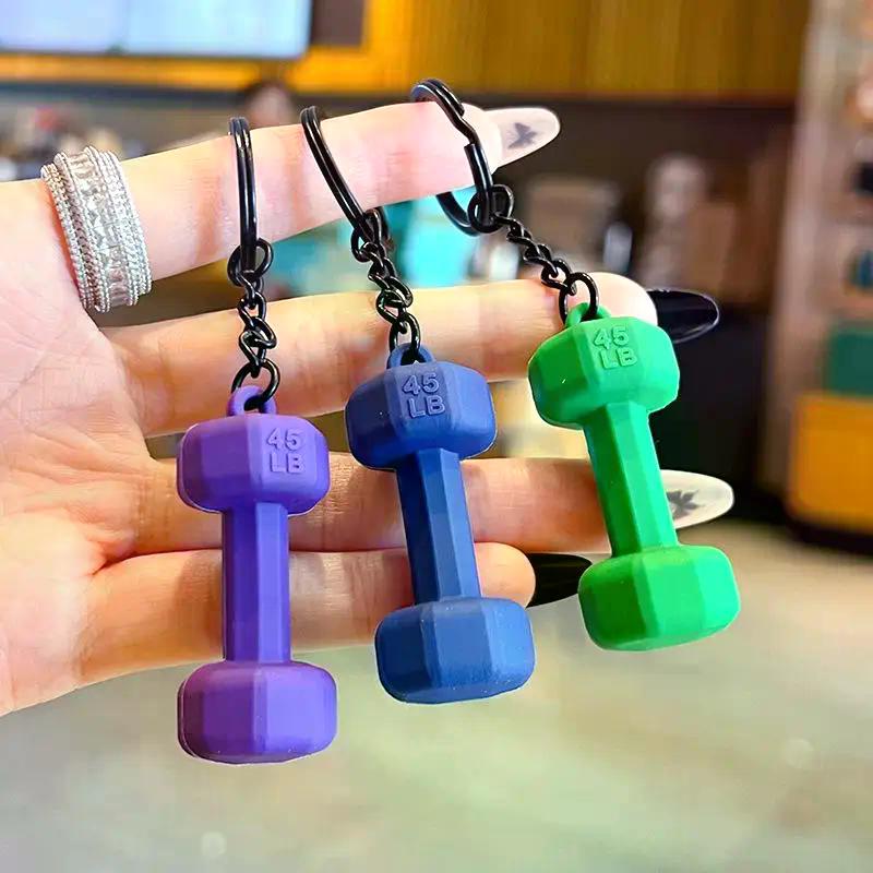 2026 New Barbell Keychain Silicone Dumbbell Keychain Gym Gifts For Gym Lovers Fitness Trainer Gift Backpack Car Key Pendant