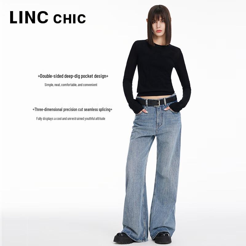 Jin Yujie Women's High-Waist Lightweight 100% Cotton Straight Jeans
