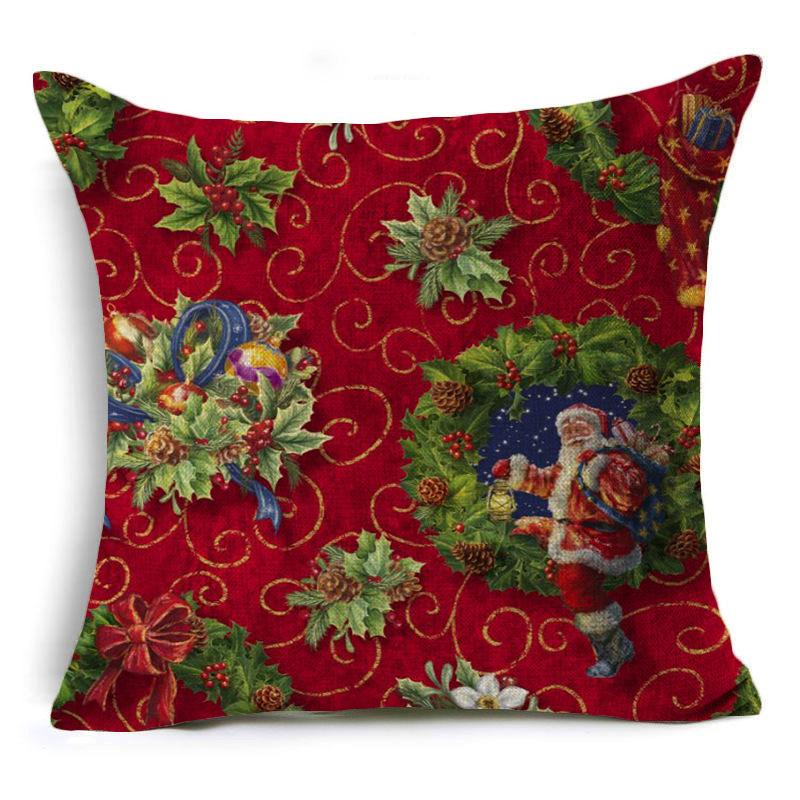Santa Claus Linen Pillowcase Festive Decoration Cushion Pillowcase