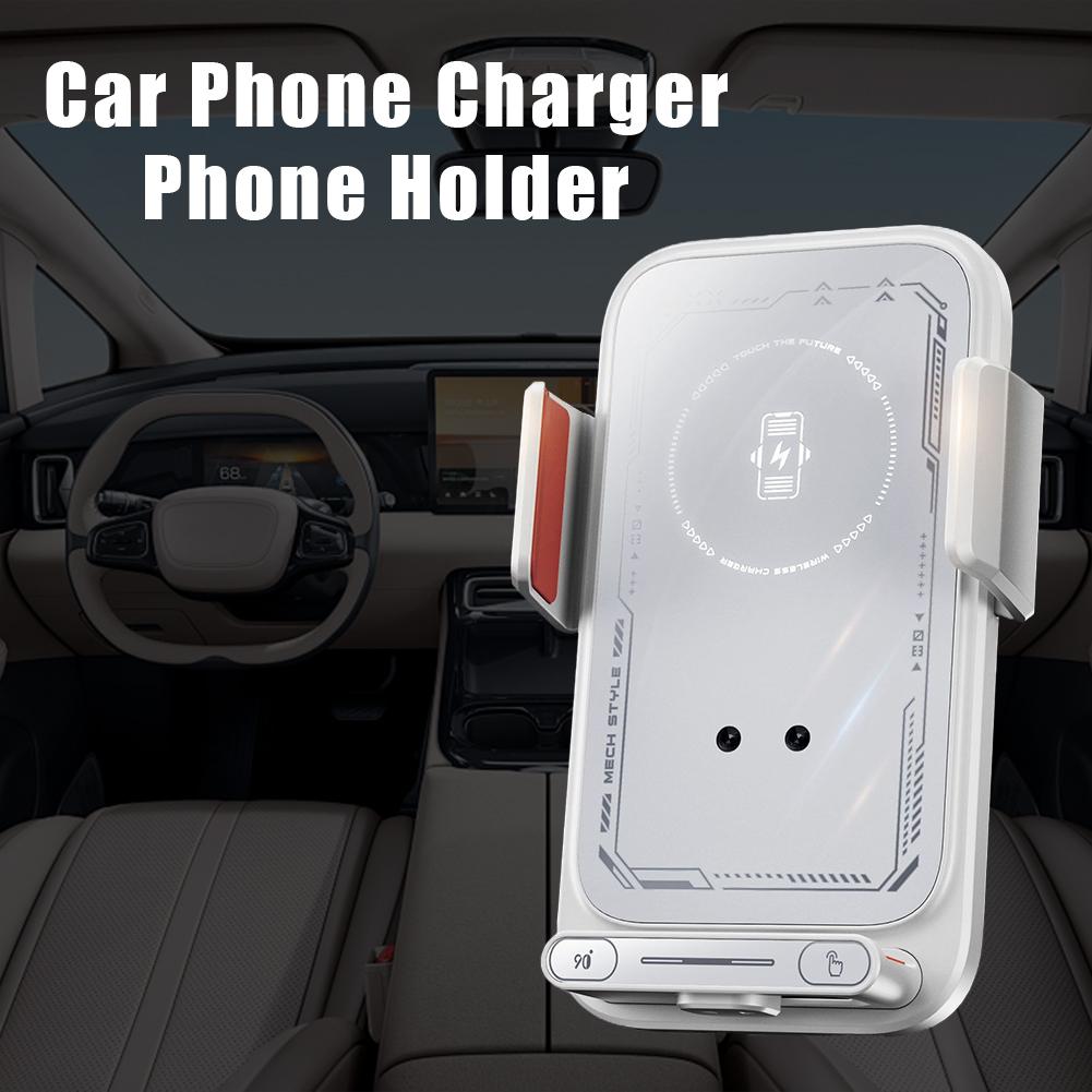 15W Wireless Car Charger with Infrared Sensor Auto Clamping Vent Mount One-Touch Rotation for Secure Fast Charging Accessories