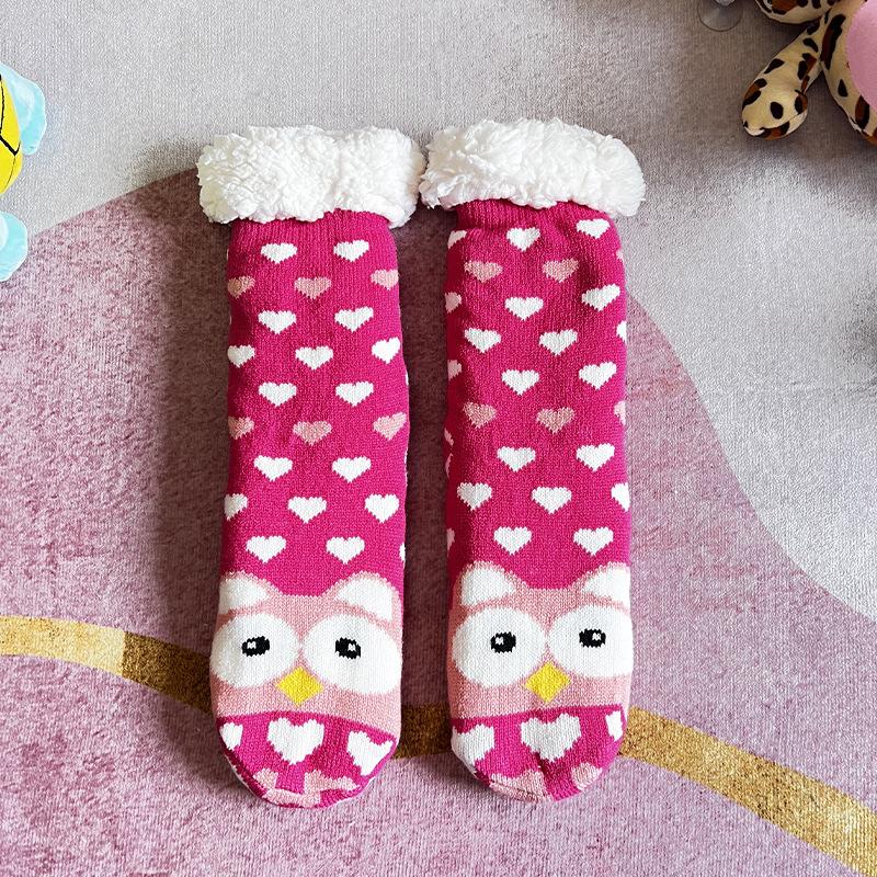 Thermal Fluffy Sock Women Panda Winter Warm Plush Non Slip Home Sleeping Soft Female Floor Grip Fuzzy Slipper Sock Short Funny