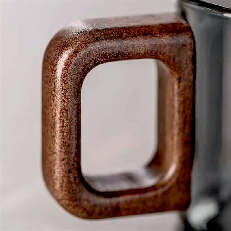 110ML Kleine Kapazität Espresso Glas Kaffeetasse Mit Holztablett Löffel Wiederverwendbare Teetasse Kunst Heim Barista Kaffee Zubehör