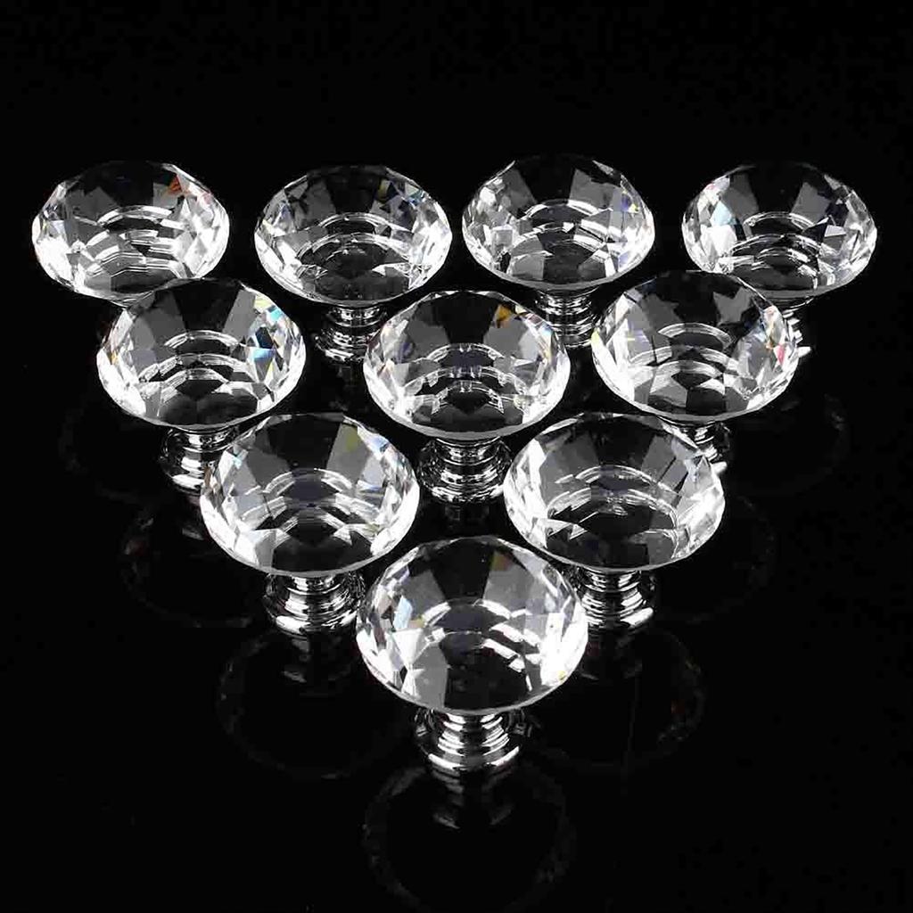 20X 30MM Crystal Cabinet Cupboard Closet Drawer Door Pulls Knobs Handle UZ