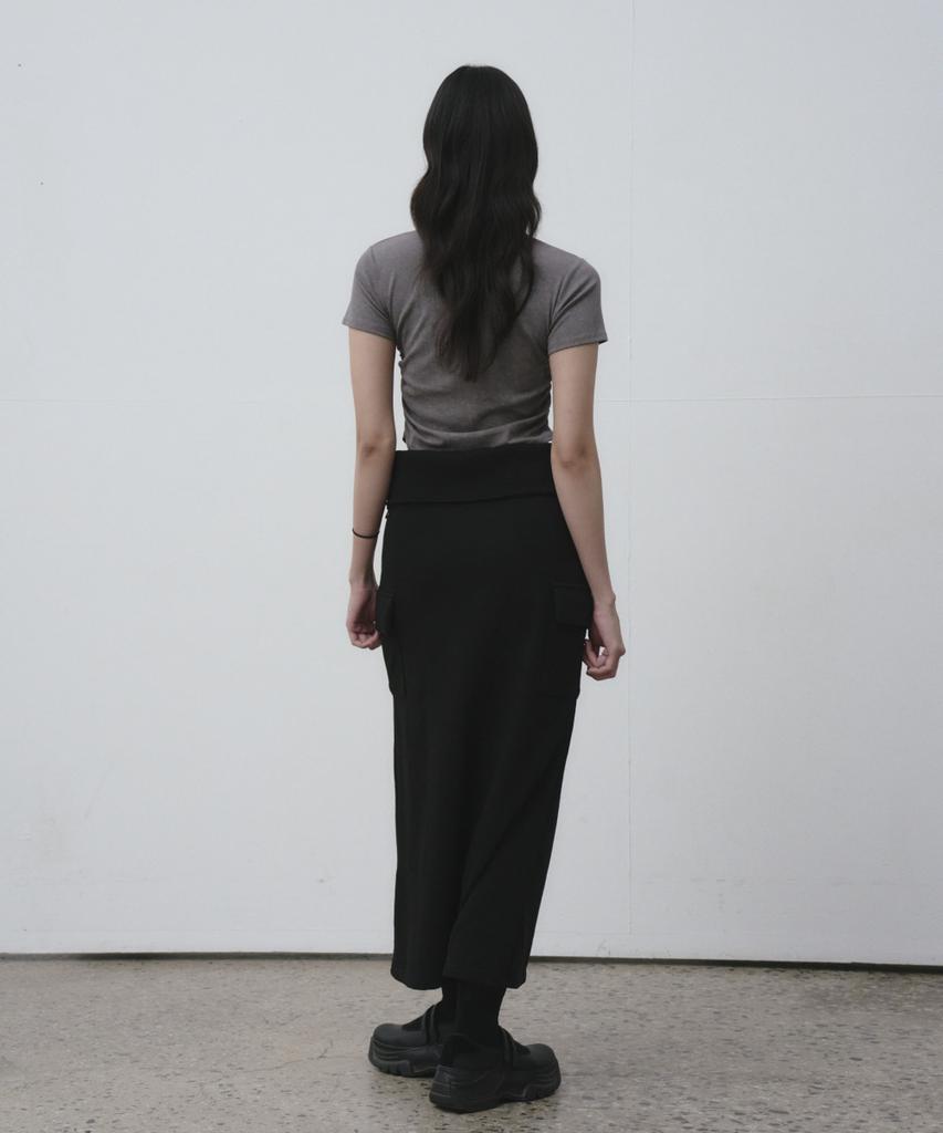 THE GREEN LAB Two-Way Zipper Cargo Long Skirt [Melange Grey]