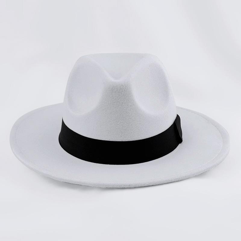 

Унісекс Ретро Європейський та Американський Джазовий Капелюх – Широкі Криси, Вовняний Фетр, Капелюх від Сонця та для Виступів на Всі Випадки Children s size 54cm білий