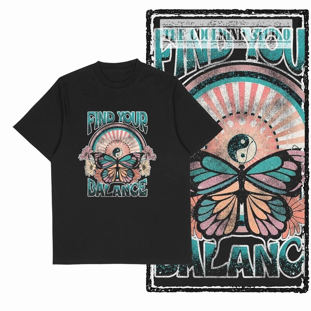 

Butterfly Print Rhinestone Cotton Short Sleeve Tshirts for Unisex and Women Harajuku Hip Hop Loose Shinning Diamond Top Tees 4XL