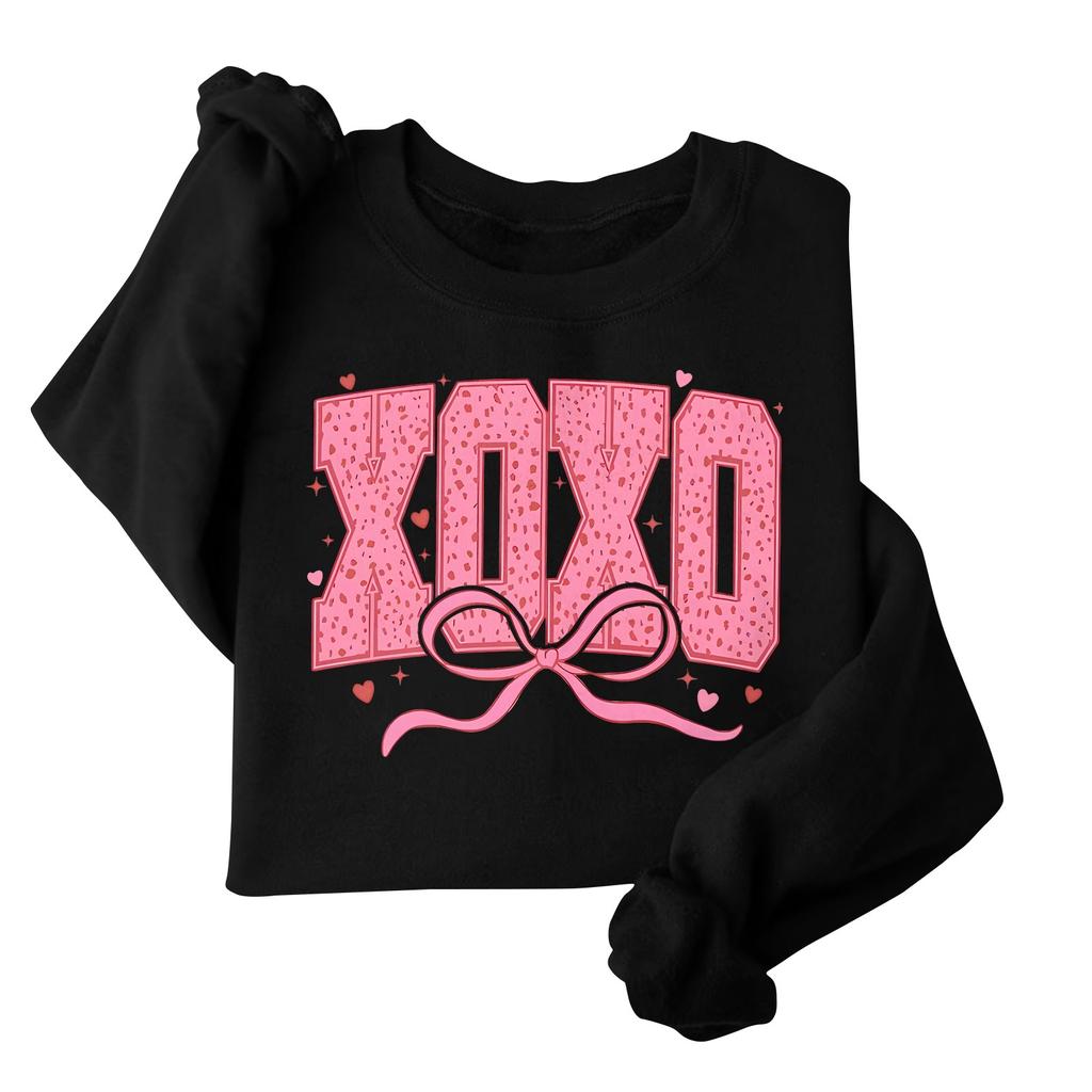 Damenmode Langarm Lockerer Valentinstag Bedrucktes Rundhals-Sweatshirt