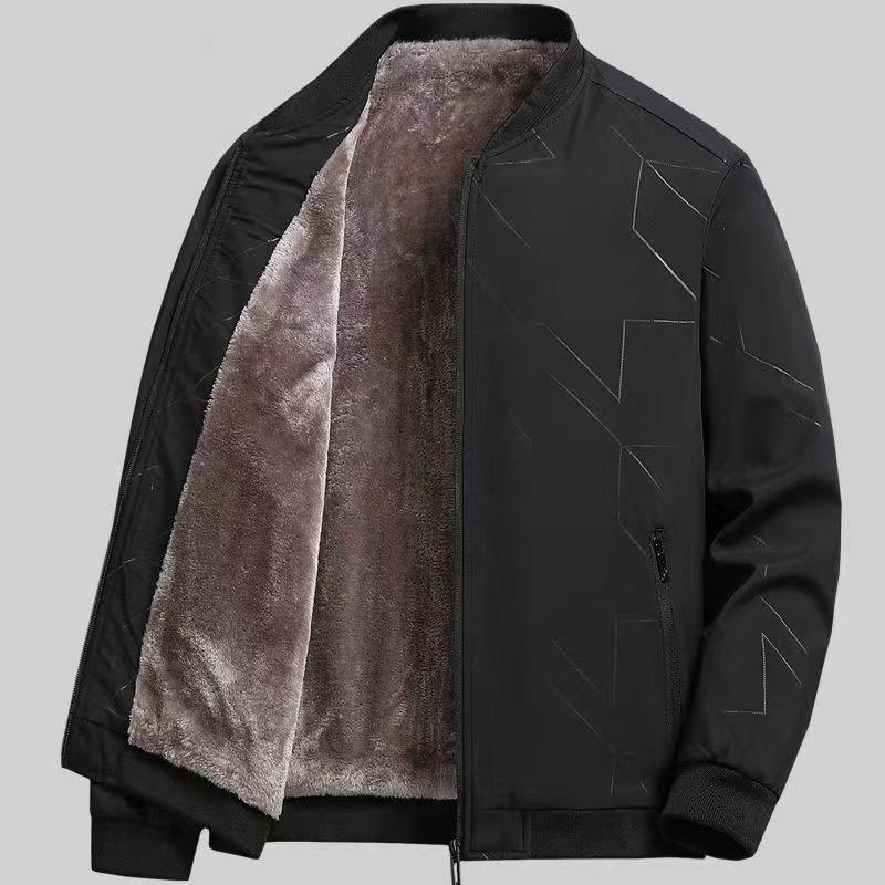 

Мужские куртки среднего и пожилого возраста на весну и осень, мужская толстая куртка с воротником-стойкой, повседневная вельветовая куртка M чёрный