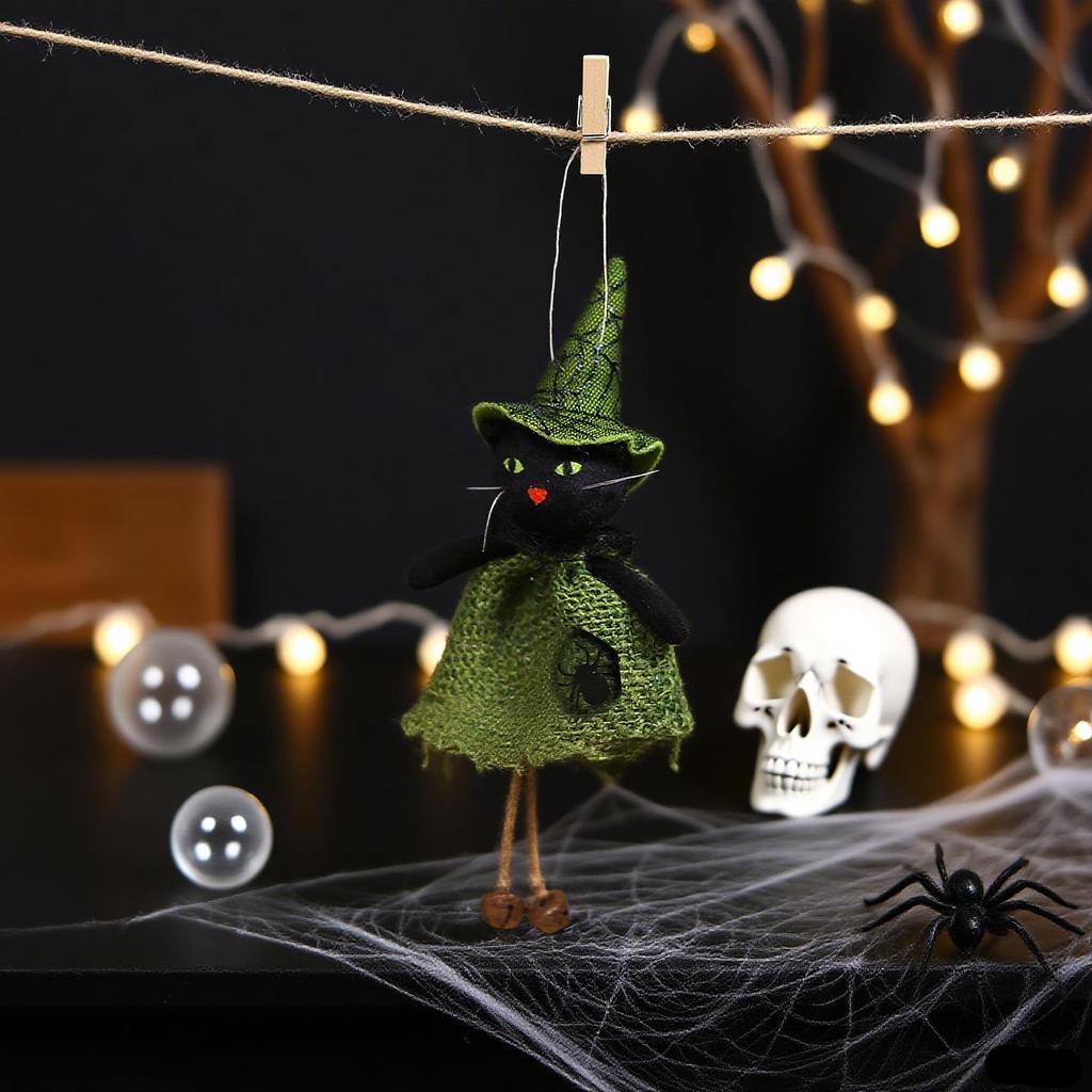 Cartoon Burlap Elf Pumpkin Doll Pendant for Halloween Decorations and Scene Dressing