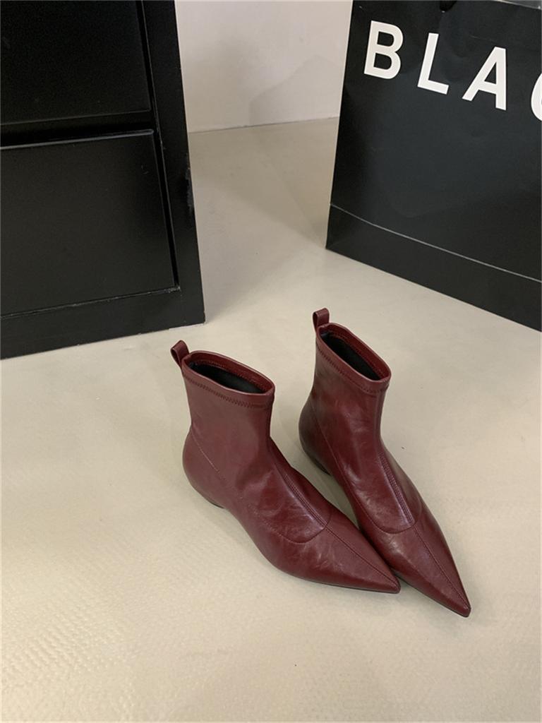 Pointed Korean Version of Short Boots Women's Sleeve Square Heel Women's Boots Thick Heel Thin Boots Niche Design High Heel Martin Boots