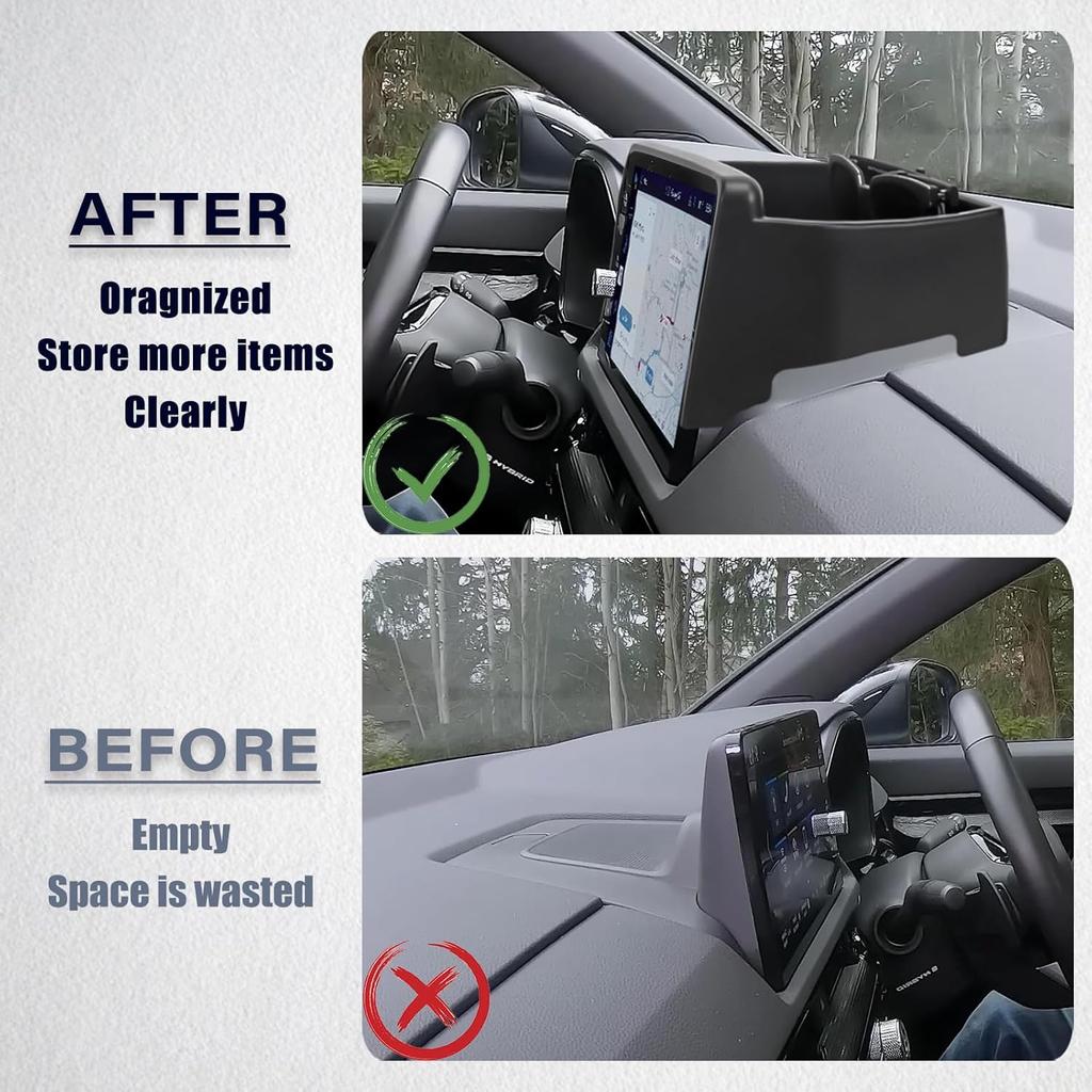 Center Console Organizer Compatible With 2024 2025 2026 Honda CRV EX-L/Sport-L Hybrid Dashboard Tray Interior Ert Accessories Behind Screen Black