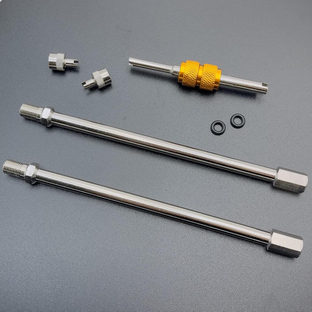 Aracey 6 Inch Dually Valve Stem Extenders,Set Of 2Pcs,Heavey Duty,150Mm Straight Metal Dual Wheel Valve Stem Extensions For Truck Tires, RV Tires,