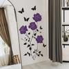 Hand Painted Purple Floral Butterfly Wall Sticker Self-Adhesive Removable for Living Room Study Background Home Decor