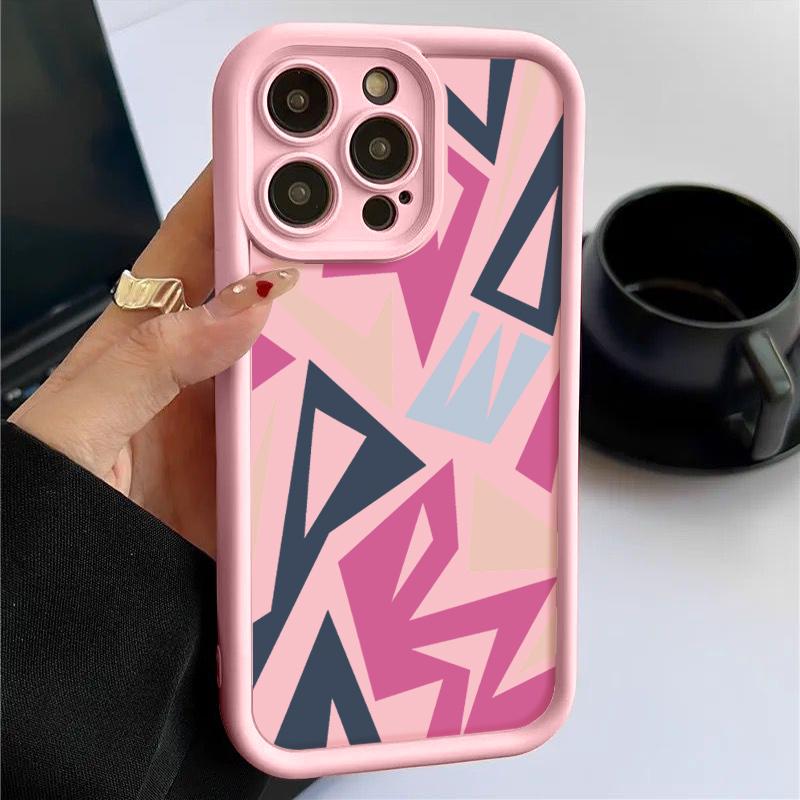 For iPhone 16 Pro Max 15 Pro 14 Plus 13 12 11 XS XR 8 7 Case Shell Geometry Print TPU Soft Shockproof Matte Phone Cover