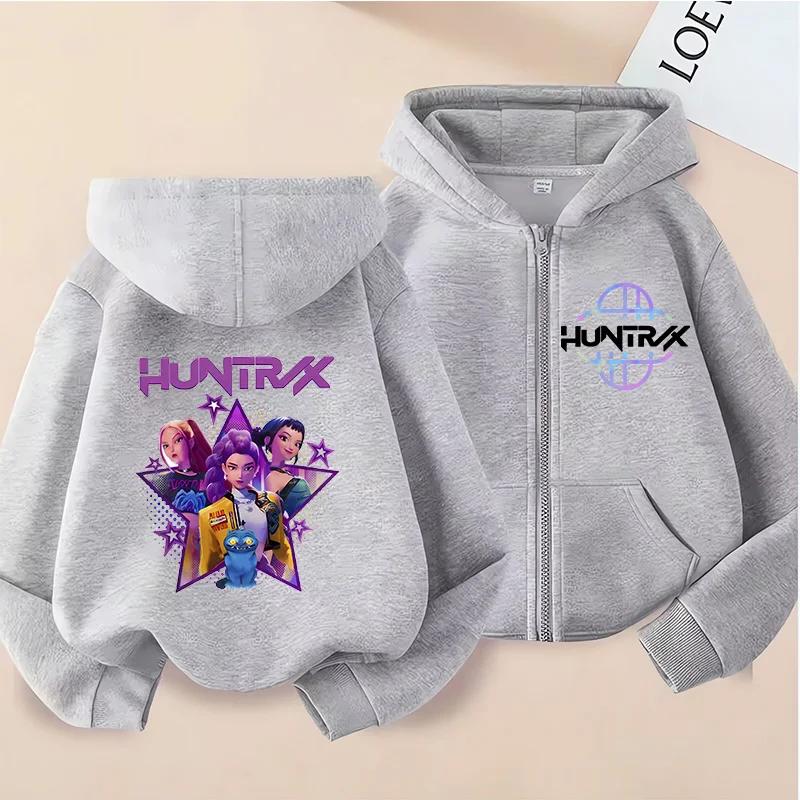 Hoodies Sweatshirts Girls Zip Sweatshirt Children's Clothing Cartoon Print Hoodie Casual Top