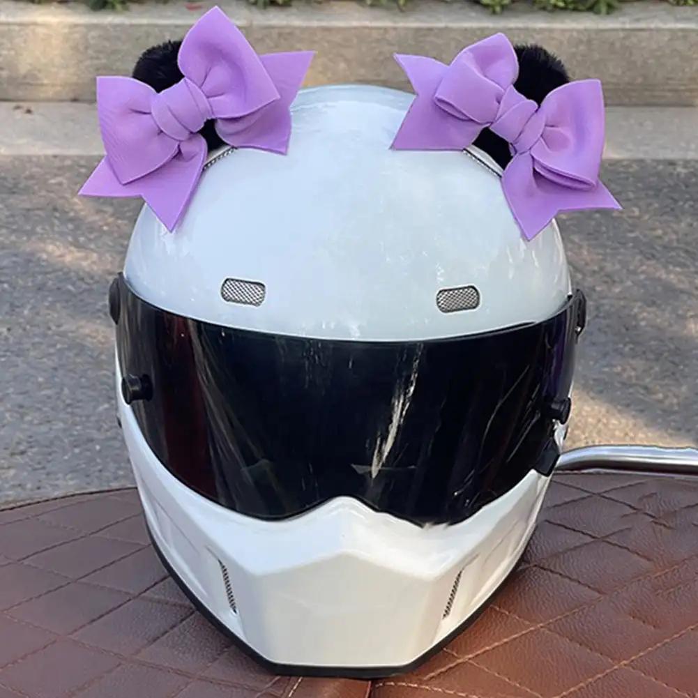 2Pcs Motorcycle Universal Helmet Cute Decoration Butterfly Knot Ears Gifts For Girl  Riding Sking Helmet Sticker Accessories