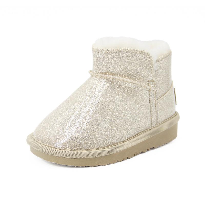 

Зимние новые модные детские ботинки с блестящим верхом и мягкой подошвой, детские зимние ботинки 31 бежевый